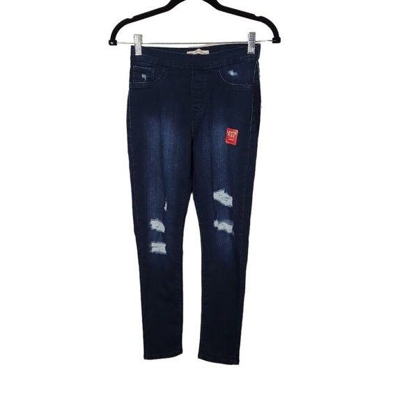 NWT Levi's PULL ON JEGGINGS BIG GIRLS Distressed Dark Wash Size 12 - Picture 1 of 9